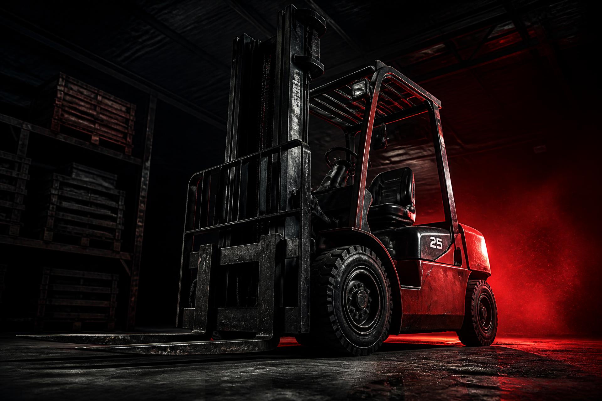 Forklift operating in a warehouse
